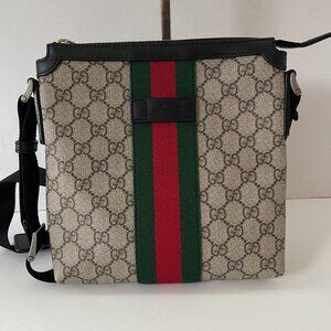 GUCCI Logo GG Pattern Crossbody Shoulder Bag PVC Canvas Webline (1557731)